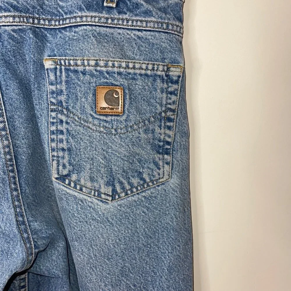 Carhartt Vintage Mens Jeans Size 38 x 30 Straight Leg Light Wash Blue Denim - Picture 6 of 10